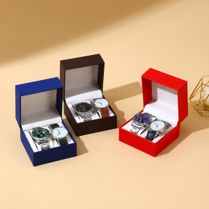 Boîte d'emballage de montre spot boîte en plastique boîte-cadeau boîte de montre à rabat boîte-cadeau de couleur en cuir luxe léger sens élevé – Image 3