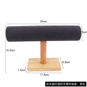 Porte-bracelet, bracelet en bois massif, bracelet, présentoir cylindrique en flanelle, porte-montre, accessoires de tir, porte-bijoux. – Image 8