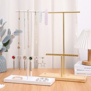 Support de boucles d'oreilles en fer forgé transfrontalier, présentoir de boucles d'oreilles à fond rond, présentoir à bijoux en métal, présentoir à boucles d'oreilles en hêtre, présentoir à bijoux. – Image 3