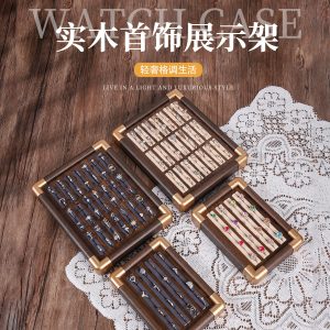 Spot transfrontalier rétro présentoir à bagues à bijoux présentoir à bagues en noyer présentoir de stockage présentoir à bijoux canal de prise de vue – Image 3