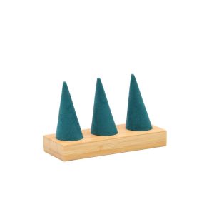 Présentoir à bagues, porte-bijoux, porte-bagues, porte-bagues, accessoires de présentoir, porte-bagues en bambou vert et en microfibre de bois. – Image 5