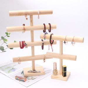 Présentoir de collier de bracelet en rondins étagère de rangement de bracelet suspendu en bois massif multicouche accessoires de porte-bijoux en bois – Image 2