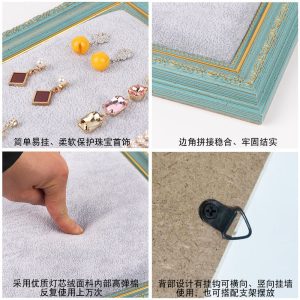 Présentoir à bijoux, cadre photo en flanelle, boucles d'oreilles, clous, présentoir à boucles d'oreilles, présentoir à bijoux mural, présentoir à bijoux rétro de style européen – Image 2