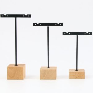 Support de boucles d'oreilles ensemble de trois pièces fond en bois boucles d'oreilles en bois présentoir de boucles d'oreilles présentoir de boucles d'oreilles en métal présentoir de bijoux en fer forgé – Image 4
