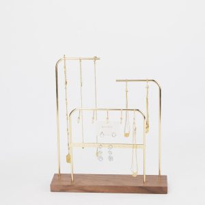 Présentoir de collier en fer forgé en bois de noyer présentoir de bijoux ménagers présentoir de pendentif de type porte présentoir de bijoux photo – Image 3