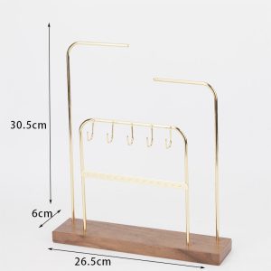 Présentoir à colliers en fer forgé en bois massif, présentoir à bijoux ménagers, présentoir à pendentifs suspendus de type porte, accessoires photo, présentoir à bijoux – Image 7