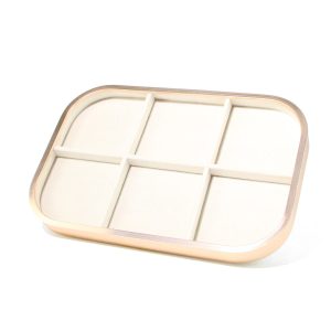Plaque à bijoux en métal, porte-bijoux, plaque à bijoux beige en microfibre en alliage d'aluminium, présentoir à bijoux européen, stockage de bijoux – Image 11