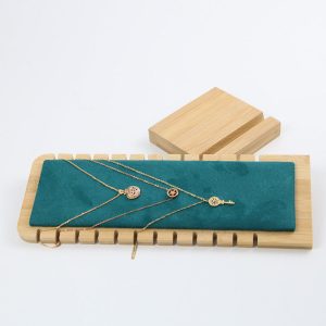 Présentoir de colliers de rangement en bambou et en bois créatif et simple, présentoir vertical en microfibre, présentoir de bijoux, spot de style européen – Image 3