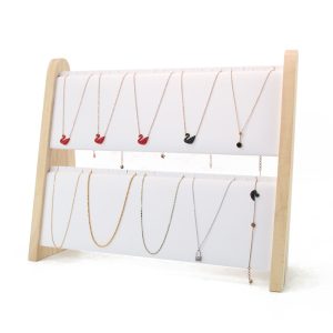 Porte-bijoux créatif, collier en pu vertical en chêne, porte-bracelet, diffusion en direct de la fenêtre, accessoires d'affichage de la salle d'échantillons – Image 2