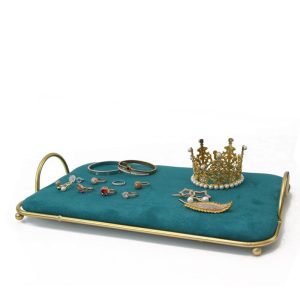 Présentoir à bijoux présentoir à bijoux lumière de luxe flanelle verte cadre photo collier support accessoires de prise de vue plateau à bagues – Image 4