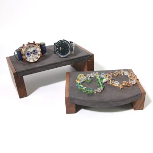 Table de rehaussement de flanelle de noyer haut de gamme présentoir de bijoux présentoir de bijouterie table fluide de bijoux ensemble de trois pièces – Image 3