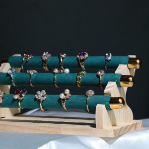 Support à bagues à trois couches en daim spot transfrontalier, support de rangement, présentoir à bijoux amovible, vitrine, accessoires de tir de stand – Image 3