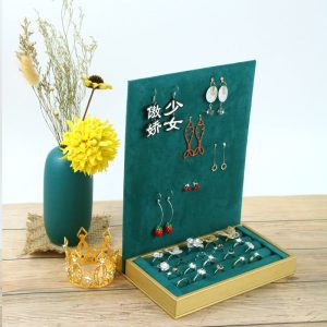Spot rétro style haut de gamme série verte porte-bijoux série boucles d'oreilles bague présentoir à bijoux – Image 5