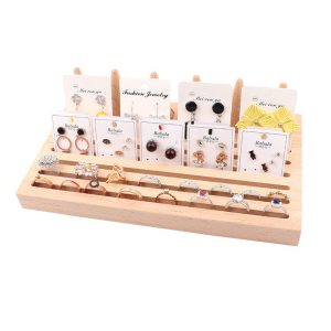 Porte-bijoux en bûche présentoir à bagues en hêtre porte-bagues en cône présentoir, porte-cartes pour boucles d'oreilles – Image 4