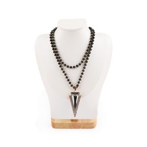 Présentoir de collier de cou de portrait de bijoux, support de pendentif de cou de modèle de comptoir, support de bijoux de base en bois haut de gamme – Image 6