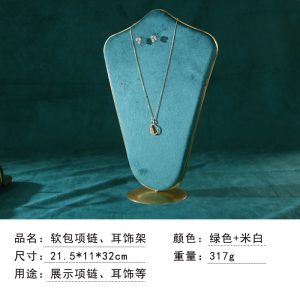 Présentoir à bijoux présentoir à bijoux lumière de luxe flanelle verte cadre photo collier support accessoires de prise de vue plateau à bagues – Image 9