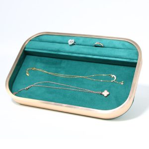 Plaque à bijoux en métal, porte-bijoux, plaque à bijoux verte en microfibre en alliage d'aluminium, présentoir à bijoux européen, stockage de bijoux – Image 12