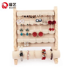 Boucles d'oreilles en rondins, support de boucles d'oreilles, bracelet amovible, bracelet, présentoir de bracelets, support de montre, bijoux d'oreilles, support combiné multifonctionnel. – Image 1