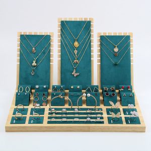 Présentoir à bijoux, boucles d'oreilles européennes en bambou et en bois, présentoir à bijoux, présentoir à bijoux en microfibre, présentoir à bijoux – Image 3