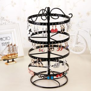 Porte-bijoux rotatif en fer forgé à 130 trous, présentoir à bijoux, rangement pour boucles d'oreilles, boucles d'oreilles réglables, boucles d'oreilles, pendentif, cintre. – Image 1