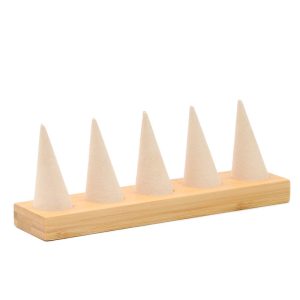 Présentoir à bagues, porte-bijoux, porte-bagues, porte-bagues, accessoires de présentoir, porte-bagues en bambou vert et en microfibre de bois. – Image 9