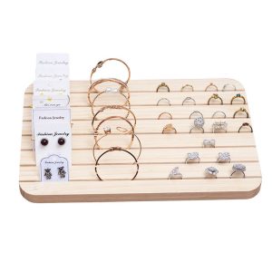 Boucles d'oreilles en bois massif, porte-bague, accessoires d'affichage de cartes de visite, boucles d'oreilles, collier, porte-cartes, porte-bijoux en rondins – Image 4