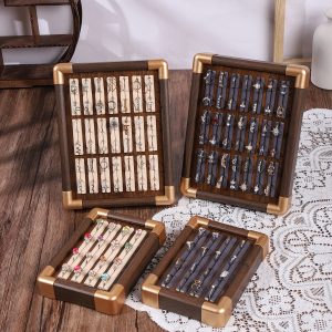 Spot transfrontalier rétro présentoir à bagues à bijoux présentoir à bagues en noyer présentoir de stockage présentoir à bijoux canal de prise de vue – Image 2