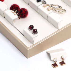 Porte-bijoux vertical en cuir haut de gamme, bague, boucles d'oreilles, collier, pendentif, présentoir, accessoires de bijoux de comptoir de bijouterie. – Image 3