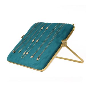 Présentoir à bijoux présentoir à bijoux lumière de luxe flanelle verte cadre photo collier support accessoires de prise de vue plateau à bagues – Image 7