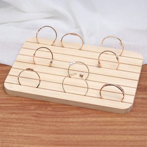 Boucles d'oreilles en bois massif, porte-bague, accessoires d'affichage de cartes de visite, boucles d'oreilles, collier, porte-cartes, porte-bijoux en rondins – Image 3