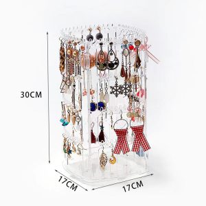 Boucles d'oreilles boîte à bijoux présentoir rotatif grande capacité multicouche transparent acrylique boucles d'oreilles suspendues boucles d'oreilles collier étagère – Image 6