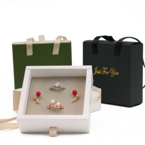 Ins portable boîte d'emballage de bijoux verts tirer boîte-cadeau fille collier boucles d'oreilles bague bracelet boîte à bijoux carton – Image 3