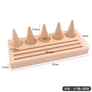 Porte-bijoux en bûche présentoir à bagues en hêtre porte-bagues en cône présentoir, porte-cartes pour boucles d'oreilles – Image 5