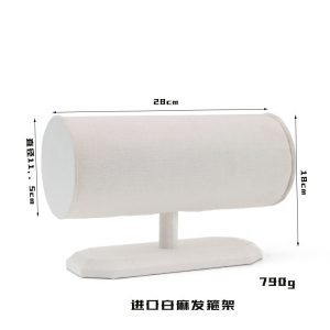Support de bandeau, support de boucle de tête en tissu de lin blanc, support de bague, arbre à bijoux en plastique bijoux créatifs avec accessoires d'affichage de photos – Image 5
