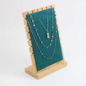 Présentoir de colliers de rangement en bambou et en bois créatif et simple, présentoir vertical en microfibre, présentoir de bijoux, spot de style européen – Image 2