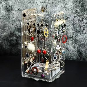 Boucles d'oreilles boîte à bijoux présentoir rotatif grande capacité multicouche transparent acrylique boucles d'oreilles suspendues boucles d'oreilles collier étagère – Image 8