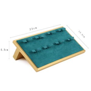 Spot fashion double couronne porte-bijoux vert collier en cuir brossé bracelet bague présentoir à bijoux en microfibre – Image 10