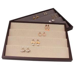 Spot en gros gris beige plateau à bijoux boîte de rangement bague collier boucles d'oreilles pendentif plateau à bijoux présentoir à bijoux – Image 2