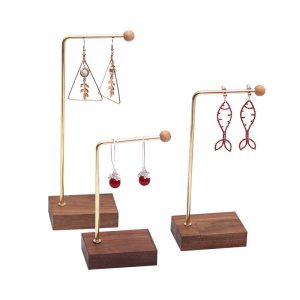 Ensemble de porte-bijoux créatifs de style nordique accessoires porte-boucles d'oreilles en noyer porte-bagues plateau à bijoux plateau de rangement pour bijoux – Image 3