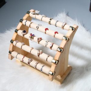 Coton perlé à taches transfrontalières, simple et à la mode, support de bague multicouche, rangement pour bijoux, présentoir, microfibre amovible – Image 3