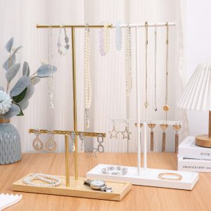 Support de boucles d'oreilles en fer forgé transfrontalier, présentoir de boucles d'oreilles à fond rond, présentoir à bijoux en métal, présentoir à boucles d'oreilles en hêtre, présentoir à bijoux. – Image 1