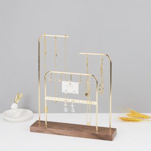Présentoir de collier en fer forgé en bois de noyer présentoir de bijoux ménagers présentoir de pendentif de type porte présentoir de bijoux photo – Image 1