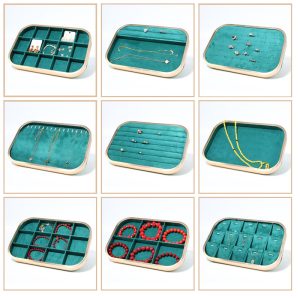 Plaque à bijoux en métal, porte-bijoux, plaque à bijoux verte en microfibre en alliage d'aluminium, présentoir à bijoux européen, stockage de bijoux – Image 2