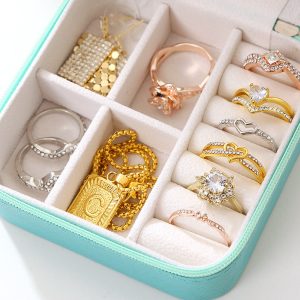 Boîte à bijoux en cuir spot transfrontalier princesse bijoux portables européens boucles d'oreilles en bois stockage de bijoux boîte à bijoux – Image 4
