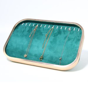 Plaque à bijoux en métal, porte-bijoux, plaque à bijoux verte en microfibre en alliage d'aluminium, présentoir à bijoux européen, stockage de bijoux – Image 6