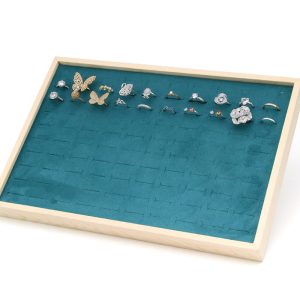 Plaque à bijoux en rondins, porte-bijoux, plaque à bijoux verte en microfibre de bois massif, présentoir à bijoux européen, stockage de bijoux – Image 7