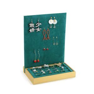 Spot rétro style haut de gamme série verte porte-bijoux série boucles d'oreilles bague présentoir à bijoux – Image 4