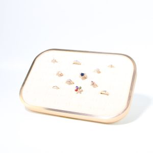 Plaque à bijoux en métal, porte-bijoux, plaque à bijoux beige en microfibre en alliage d'aluminium, présentoir à bijoux européen, stockage de bijoux – Image 2