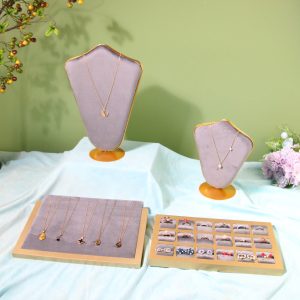 Présentoir à bijoux Flanelle multicolore, bijoux à bords dorés, bagues, boucles d'oreilles, collier, support à pendentifs, accessoires d'affichage à combinaison créative – Image 6