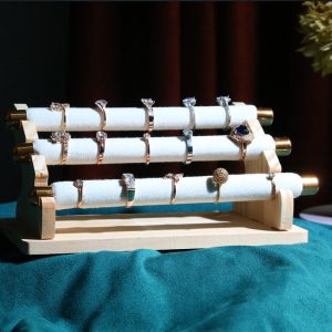 Support à bagues à trois couches en daim spot transfrontalier, support de rangement, présentoir à bijoux amovible, vitrine, accessoires de tir de stand – Image 4